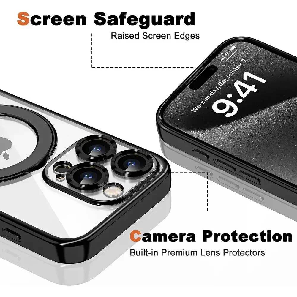 Compatible with iPhone 15 Pro Max Case Invisible Magnetic Ring Stand 6.7